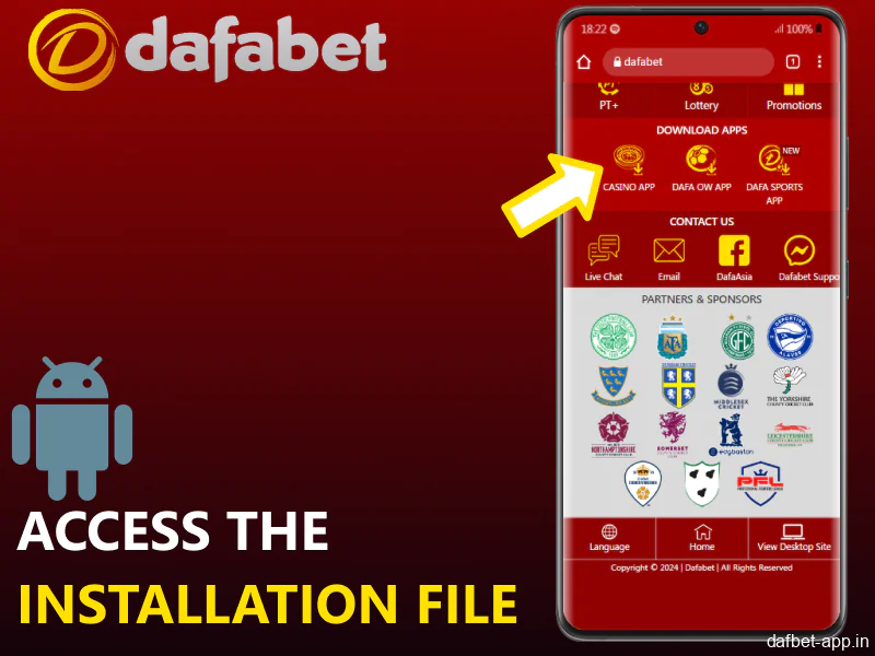Getting the installation file from the Dafabet portal