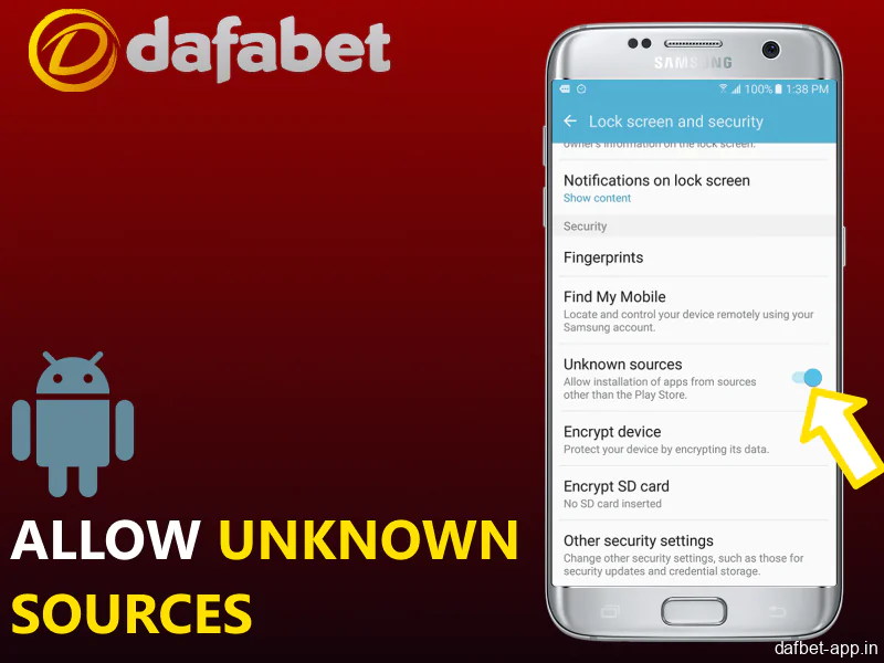 Enabling unknown sources to install the Dafabet application