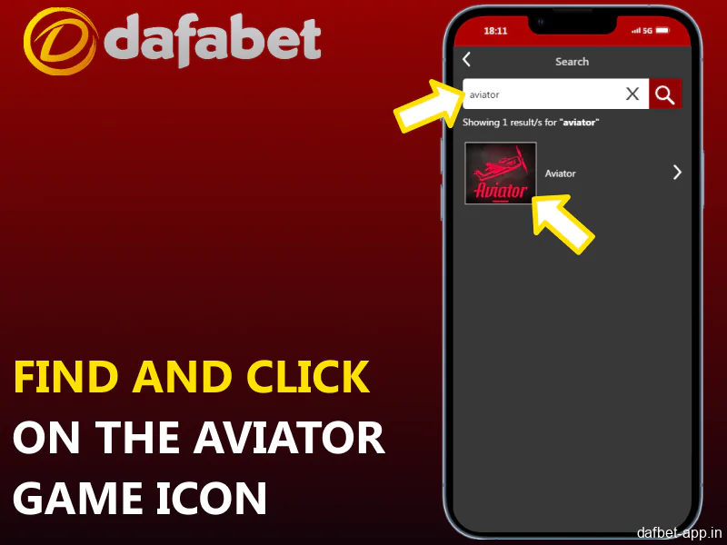 Search for and select the Aviator game icon in the Dafabet app