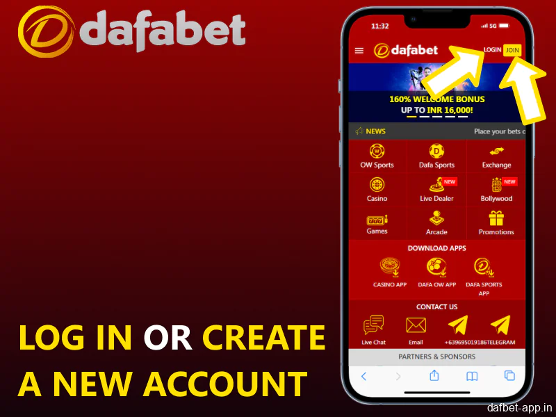 Sign in or register your account within the Dafabet application