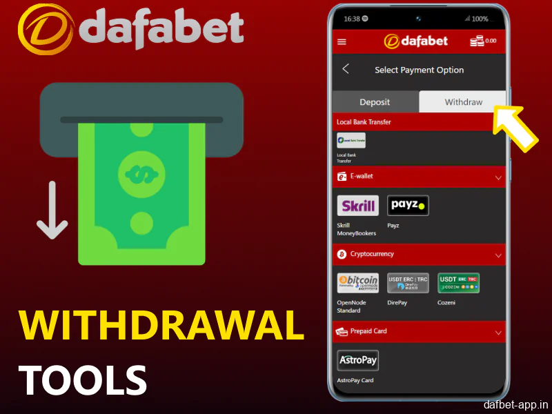 Available Cash-Out Methods in the Dafabet App